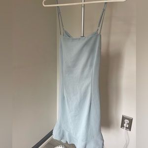 Lucy in the sky dusty blue ruffle dress with tie back